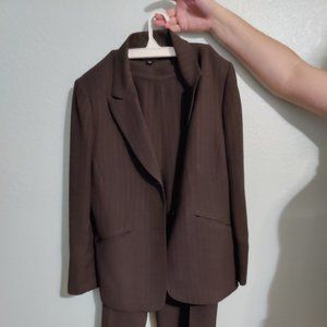 Brown Pinstripe Pantsuit